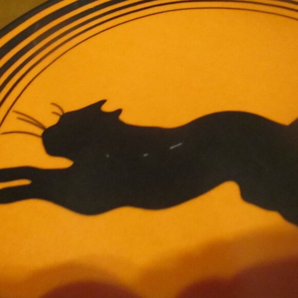 Black Cat Orange Halloween Plates 6.5” Liz Ross The Monkey The Peddler Set Of 4 - Picture 9 of 9